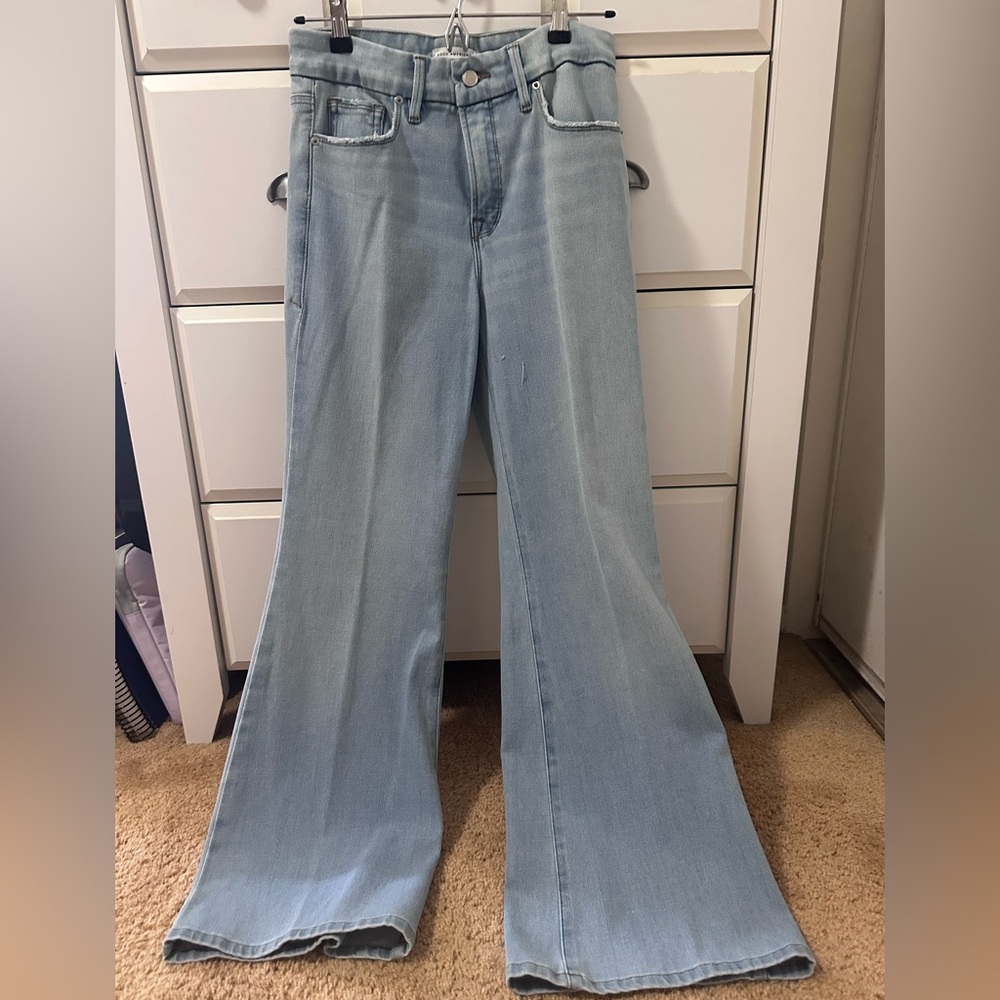 Good American Sky Blue Wide Leg Jeans